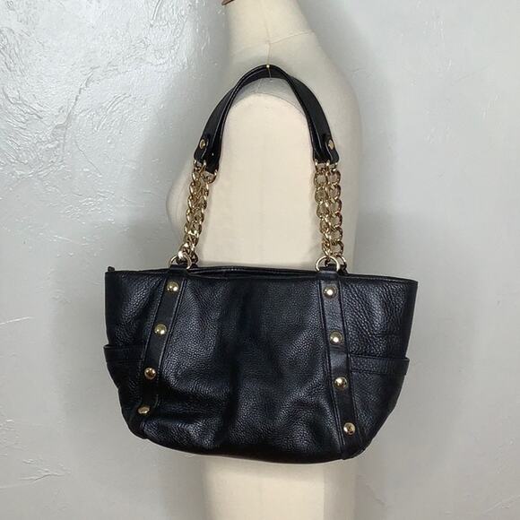 Michael Kors Delaney Gold hardware & Chain Link Studded shoulder bag w dust bag - Picture 8 of 16